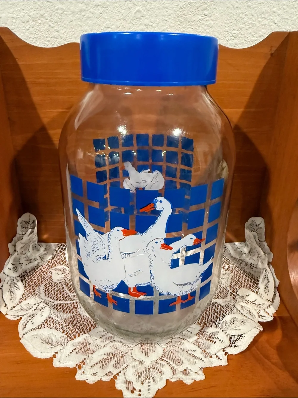 Blue-Lid Goose Glass Storage Jar - Home Kitchen Food Storage
